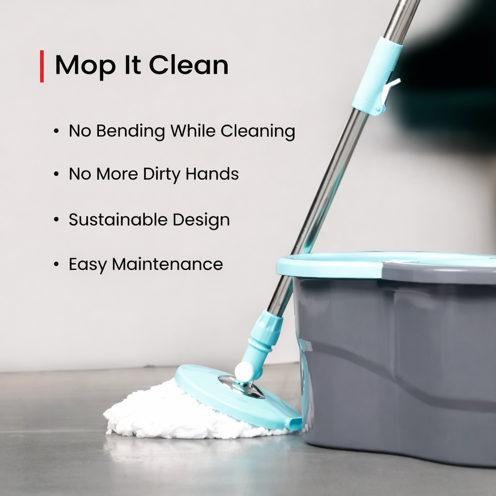 360° Spin Mop with Moving
Wheels & Pulling Handle| 2 Free Microfiber Refills.